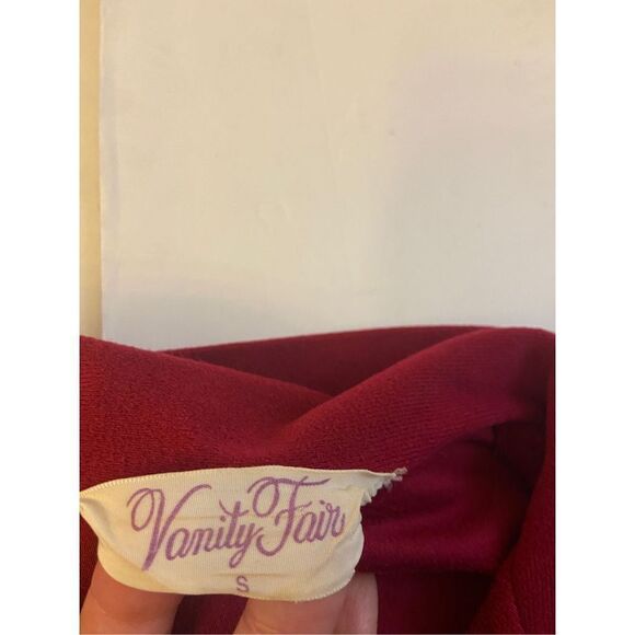 Vanity Fair outlet maxi robe vtg USA snap buttons small S deep red Dacron Poly - Picture 4 of 8